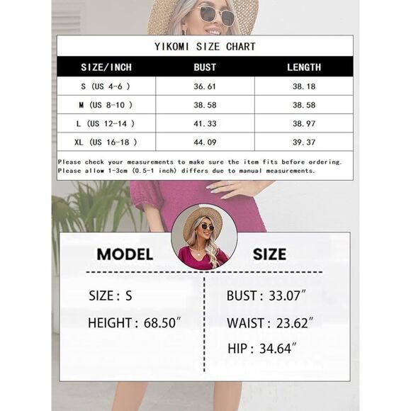 Yikomi Fushia Loose V Neck 3/4 Split Sleeve Flowy Shift Mini Party Dress Sz L - Picture 8 of 8